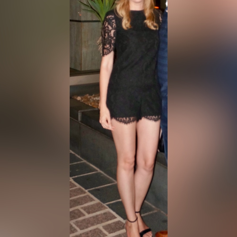 Ted Baker Alina Set, Scalloped Edge Lace top and matching shorts set in black